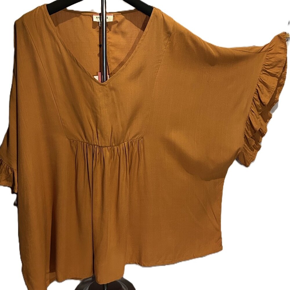 Andree by Unit Mustard Peasant Blouse